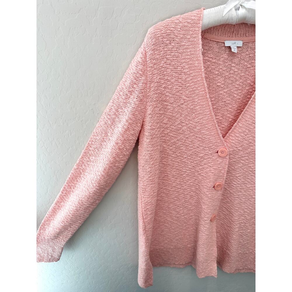 J.JILL Pink Textured Knit Button Front Cardigan Sweater | Tall Medium - Picture 3 of 7